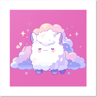 Adorable Fluffy Cloud Kawaii Llama Posters and Art